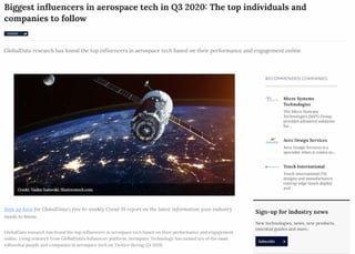 Biggest influencers in aerospace tech in Q3 2020: The top individuals and companies to follow