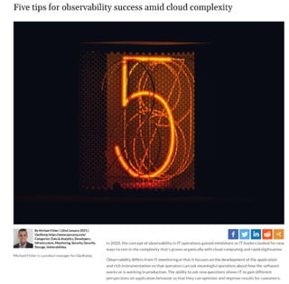 Five tips for observability success amid cloud complexity
