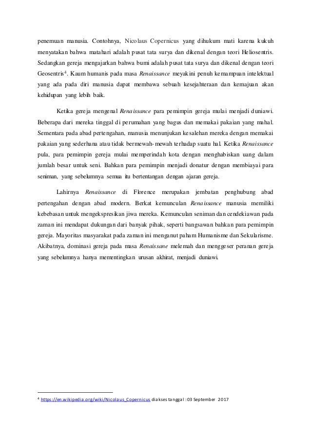 Contoh Essay Sejarah Peminatan Pengaruh Renaissance Terhadap Gereja
