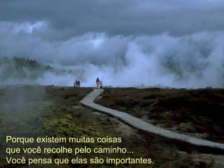 Porque existem muitas coisas
que você recolhe pelo caminho...
Você pensa que elas são importantes.
 