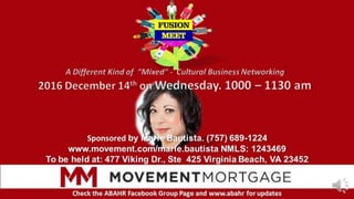 A Different Kind of “Mixed” - Networking
See you again on
NOVEMBER 9 at
Amplitude
1000 – 1130 am
Check the ABAHR Facebook
...