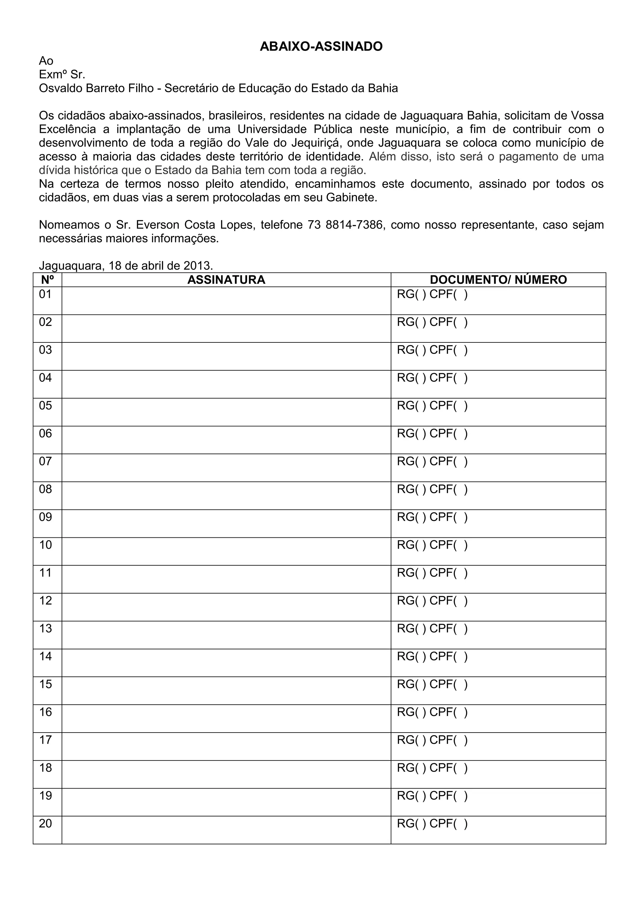 Abaixo assinado | DOCX