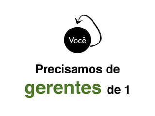 Decisões
Centralizadas

Critérios
“Escondidos”
by Niels Pﬂaeging

Decisões
Distribuídas

Critérios
Compartilhados

 