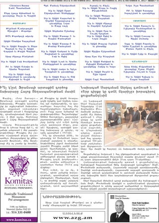 LUNDI 24 DECEMBRE 2012 & 31 DECEMBER 2012 - MONDAY DECEMBER 24, 2012 & DECEMBER 31, 2012 • ABAKA • 31

        Chemises Basma             Prn& Manouk Ambakoum;an                Ixaphl ;u Vixhl                Dokt& Ixa Pasmay;an
       Wafh Pasmay;an                                               Thr ;u Tikin Ghorg ;u <o[ik
                                       Thr ;u Tikin Aram                    Jiujiuny;an                  BV& ;u Tikin Gaspar
   M;jr Frar Yifan;an ;u           Ambakoum;an (G;n;jiqej)                                             Israhl;an ;u xauakn;re
  doustr;re^ Sa,a ;u Garinh                                            Thr ;u Tikin P;tros ;u
                                   Thr ;u Tikin Warouvan ;u               Sønia Gogor;an
                                    W;rvin Garapoulouj ;u                                                       ØJJAOUA
           JORONJØ                     xauakn;re^ Lora                  Thr ;u Tikin Virar
                                         ;u Marq Fak                   ;u Xarminh :rhz;an              Thr ;u Tikin Arta,hs ;u
    Jhqh;an M,akoujain                                                                                Hlixaphj Gountaqy;an ;u
     Mioujiun _ Joronjø             Tikin ~;rnant Al;anaq               Thr ;u Tikin Ara ;u                    xauakn;re
                                                                          <ou,ik :rhz;an%
    ÂAK Joronjoi akoumb           Thr ;u Tikin Mataj |& ;u             Thr ;u Tikin Sjiw ;u             Thr ;u Tikin Htouar ;u
                                       Maria Mamour;an                      Nora Callis                      Silwa Coufaye
  Tikin Anafit Galay;an
                                   Thr ;u Tikin Mataj B& ;u         Thr ;u Tikin Jaguor |ob;an         Toqj& ;u Tikin Bars;[ ;u
 Thr ;u Tikin Sargis ;u S;da           Jamar Mamour;an                       ;u entaniq               Nina A,eg;an ;u xauakn;re
    Pal;an ;u Thr ;u Tikin                                                                              Jomas% Armhn ;u Vix;l
  Wardan ;u Jalin Pal;an         Thr ;u Tikin Wafram ;u Axniu        Tikin Silwia Al;qsan;an
                                    Salip;an ;u xauakn;re^                                            Thr ;u Tikin Hriq ;u Qarølin
    Tiar Virar Bhthr;an                  Hti ;u Sjiw                 Tiar Ara Thr Ghorg;an

Thr ;u Tikin Hti >ounkan;an       Thr ;u Tikin N,an ;u Tiana          Thr ;u Tikin St;'an ;u                  WANQOUWER
                                   Manyeleq;an ;u xauakn;re            Qrisjin S;m;ry;an ;u
    Bv& ;u Tikin Au;tis ;u                                           xauakn;re^ |akob ;u Karø          Tiar Y;mil Qhwran;an ;u
       Tiana Pø[os;an             Thr ;u Tikin Fambø ;u Krhs                                           doustr;re^ Ata% M;linh%
                                    Dauij;an ;u xauakn;re^             Thr ;u Tikin Sourhn ;u          Hlixaphj% <ou,an ;u Nora
      Thr ;u Tikin Fak                                                      Alis hwran
  Ambakoum;an ;u xauakounq         Thr ;u Tikin >acø ;u Ani                                              Thr ;u Tikin Grigor ;u
      Qristin ;u Gølin               :axey;an ;u entaniq              Tikin <aqh Pasmay;an                  Asdra :a[y;an


I|n[ g4use Fransa3i ardakin cor/ox                                 Naqacah Sarcsyan nyrga3 cdnova/ e
naqararu Ha3ox Xy.asbanov;yan masin                                8Yrp cirku gu cdne ngari[u9 qoracirow
                                                                   xovxahantesin
  “ariz5 8Nor #a-a]976           ;e :ovrkia gu ‘or2e novaza6
Fransa3i ardakin cor/ox          co3ni i]yxnyl gam no3nisg ovra6     HH Naqacah
naqararu5 :ovrkia gadary6        nal a3n o.pyrcov;ivnu5 or ba6     Syr= Sarcsyan
lik ir a3xylov;yan naq0rya6      dahyxav /acovmow ha3 myr          Tygdympyr 12-in
gin5 ;rkagan 8Hivrri3e;9         ha3rynagixnyrov naqaha3ry6        #owhannes :ov6
0ra;yr;in dova/ e harxazro3x     rovn1 Pa3x a3s0r n,maryli yn      manyani ;anca6
mu5 tivanacidagan jgovn lyz6     ‘o’oqov;ivnnyr1 Ba,d0nagixs`      ranin me] nyrga3
vow7 i mi]i a3lox5 hydyvyalu     Ahmyd Davov;0.lov5 ka]alyryli     cdnova/ e 8Yrp
usa/ e Ha3ox Xy.asbanov;yan      3a3dararov;ivnnyr urav1 8Ha6      cirku gu cdne
masin7                           3yru irynx tem ovnin irynx        ngari[u9 qora6
  8Ha3ox Xy.asbanov;ivnu         lsylov badrasd megu95 usav        cirow xovxahan6
novrp yv t=ovar harx mun e5 or   an1 A3tbisow5 ardakin cor6        tesi paxovmin5
3ajaq amboda/ e myr 3arapy6      /ox naqararu [i bntyr5 or         or g4yzra’age
rov;ivnnyru1 :ovrkio3 me] ,a6    o[in[ badaha/ e 1915-in1          anxyal     dary6
dyr 8Ha3gagan ;ez9u ba,d6          In[ gu wyrapyri in/i5 ys        wyr]in mygnar6
banylov my.atrankow gu knna6     cidagix ym )smanyan ga3s6         ga/ ha3 cradu6
tadyn Fransan5 min[ Fran6        rov;yan` ]artyrow yv dy.aha6      bov;yan 500-am6
sa3i me] al ,adyr gu mda/yn5     nov;ivnnyrow lyxovn masnadman     yagi 3opylyana6
                                 ,r]anen :ovrkio3 pa=in inga/      gan mi]oxa-ovm6
                                 xavin1 A3sovhantyr25 gu gar6      nyru1 A3s masin gu ha.orte HH naqacahi mamlo3 crasynya6
                                 /ym5 or anadolyan ho.yren         gu1
                                 ha3gagan ka.akagr;ov;yan            Xovxahantesu novirova/ e ha3 un;yrxanov;yan badmov;yan yv
                                 anhydaxman ‘asdu ar=ani e         cirki cy.arovysdagan 2yvavorman darpyr ‘ovlyrovn` sgsa/ 19-
                                 :ovrkio3 go.me qorhrta/ov6        rt tarov wyr]avorov;ynen min[yv 20-rt tarov 70-agannyru1
                                 ;yan7 adiga anhra=y,d e             Hanrabydov;yan naqacahu bdda/ e xovxahantesu5
                                 tarmanylov hamar 1915-i pax       /an0;axa/ ha3asdanyan hinc m,agov;a3in ga-o3xnyrov` #owh7
                                 werkyru1                          :ovmanyani ;ancarani5 Ha3asdani azca3in badgyrasrahi5
                                   #o3s ovnim5 or 0r mu5 i         {arynxi dovn6;ancarani5 Ha3asdani azca3in cratarani yv
                                 m0do35 bidi 3ancink qa.a6         {arynxi anovan craganov;yan yv arovysdi ;ancarani hama6
                                 .ov;yan5 badmov;yan artar         dy. naqaci/i /iren nyrs gazmagyrbova/ mi]oxa-man xovxat6
                                 un;yrxman1 Miancama3n5 harg       rov;yan1
                                 e5 or ‘or2ynk abril` 3arcylow       Syr= Sarcsyan my/anovn cro.i ;ancaranin me] /an0;axa/ e
                                 zanazanov;ivnu a3n =a-an6         nayv #owh7 :ovmanyani gyankin ov cor/ovneov;yan wyrapyro.
                                 cov;yan5 orovn ba,dbannyrn        xovxanmov,nyrovn yv anonx bad,aj bahbanman ov nyrga3axman
   :A>MANAGAN SBASARGOV:IVN      ynk91                             hamar wyr]in ,r]anin iraganaxova/ a,qadanknyrovn1

   Funéraille Traditionnel
        Monument                  NOVIRADOVOV:IVN
     Pré-arrangement
                                   Diar Heri Ysa3yan (:oron;0) a- i cnaha6
                                  dank` 8Abaca39in gu novire 200 dolar1
       5180, rue Salaberry
     Montréal, Québec H4J 1J3
    Tél. : 514   331-0400                          A|Z:L:ZHQ

     www.komitas.ca                        www.azg.am
 