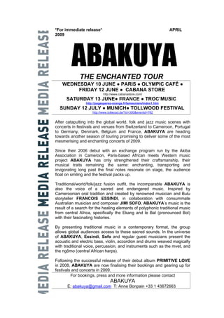 Abakuya Release April09 1