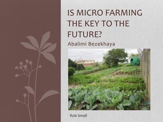 IS MICRO FARMING
THE KEY TO THE
FUTURE?
Abalimi Bezekhaya




Rob Small
 