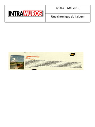 N°347 – Mai 2010 Une chronique de l’album 
