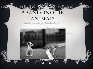 Abandono de animais Trabalho realizado  por: Rita Mendes nº5                                             Renata Ferreira nº24 