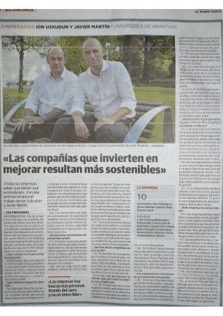 Entrevista a Ion Uzkudun y Javier Martín de Abantian en Diario Vasco 20161023