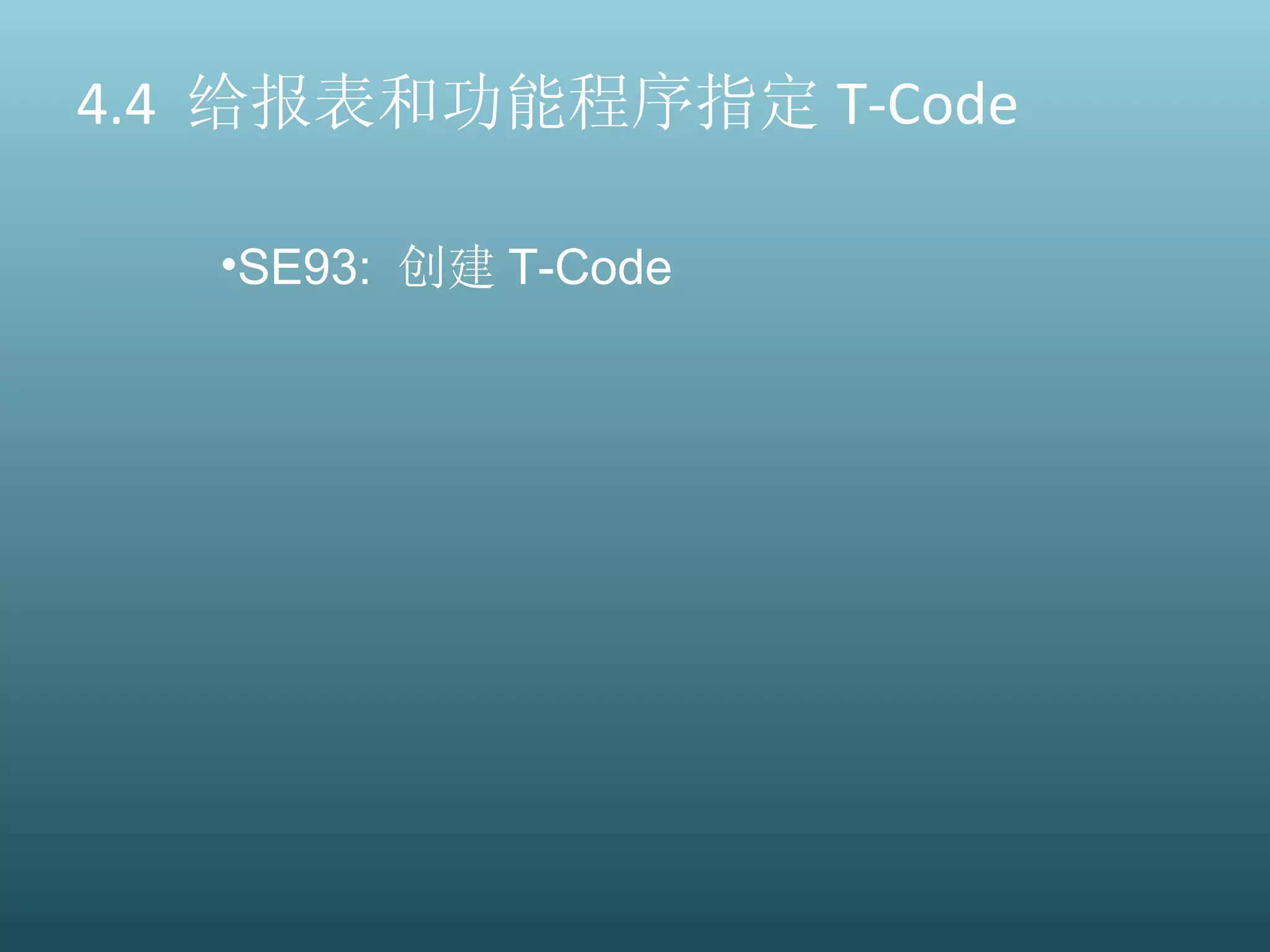 4.4  给报表和功能程序指定 T-Code SE93:  创建 T-Code 