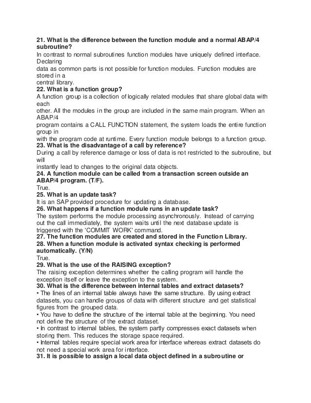 Sap abap interview questions xploresap online trainings