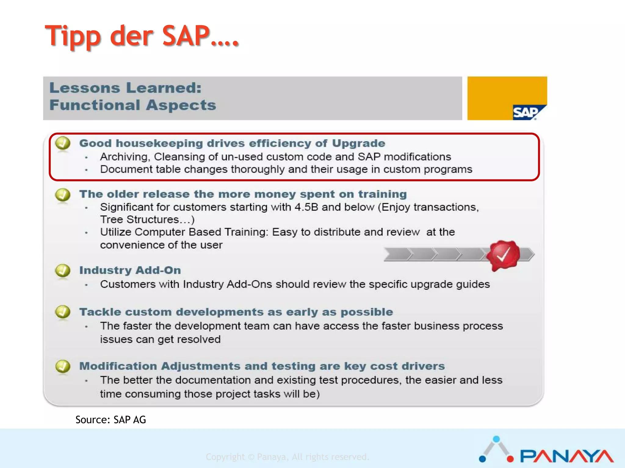 Copyright © Panaya, All rights reserved.
Z1 Z2 Z3 Z4 Z5 Z6 Z7 Z8 Z9Transaktionen:
Nicht
verwendet
Benutzerdefinierter
Code
SAP Code Veranschaulichung
 