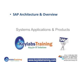 Systems Applications & Products
• SAP Architecture & Overview
 