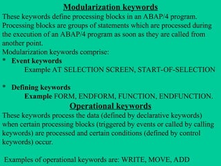 Abap Keyword ABAP BASICs learn the basics of ABAP-1.ppt