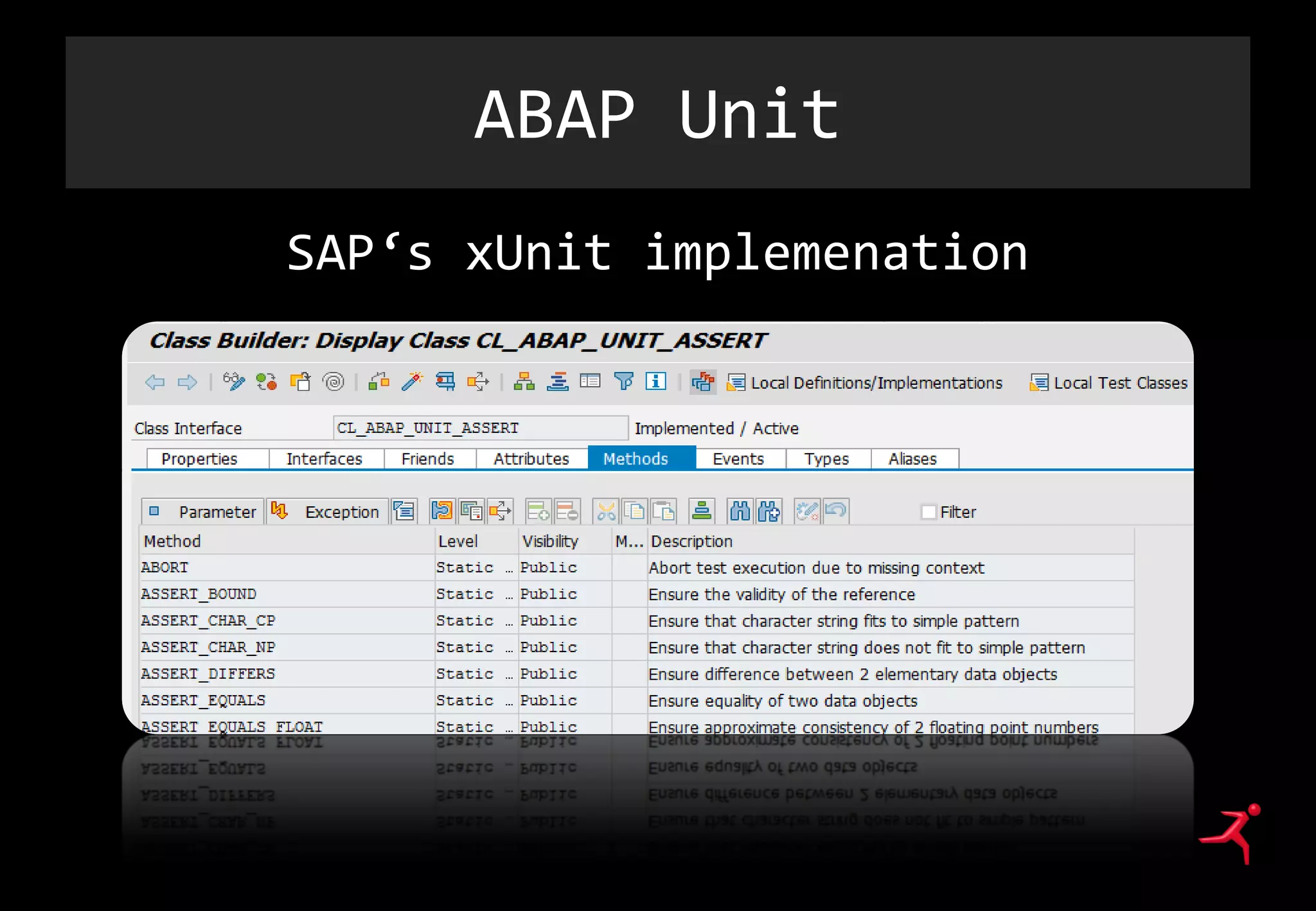 ABAP Unit
SAP‘s xUnit implemenation
 