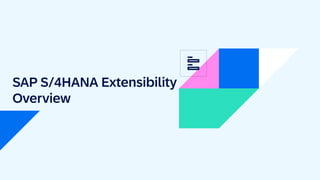 SAP S/4HANA Extensibility
Overview
 