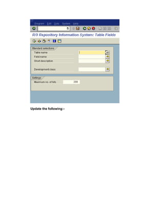 Update the following:-
 