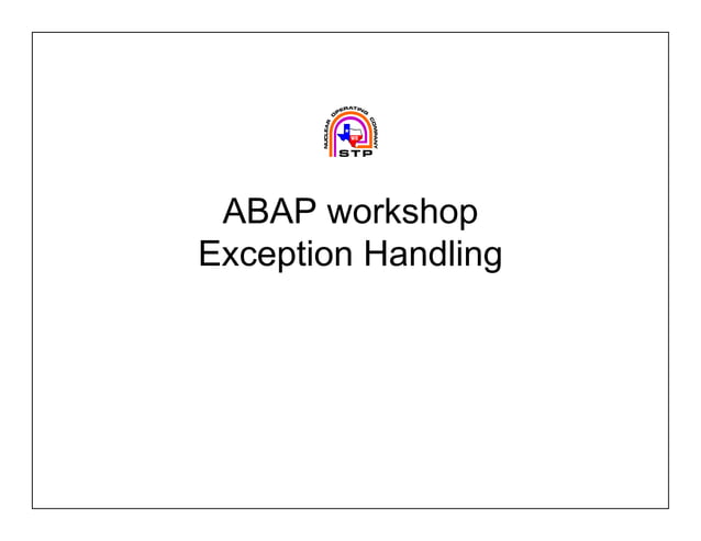 Abap slide exceptionshandling | PPT