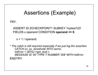 Log Asserion Example Abap slide exceptionshandling | PDF