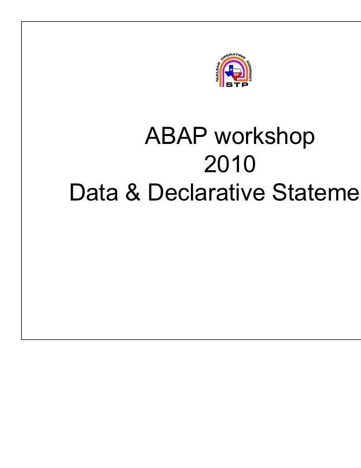 Abap Slides User Defined Data Types And Data