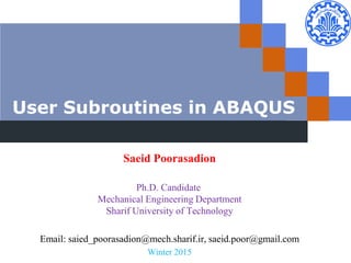 How to write User Subroutines with Abaqus | PDF