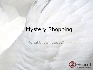 Mystery Shopping
What’s it all about?

 