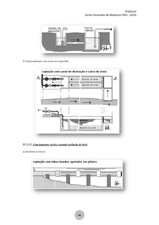 Professor
Carlos Fernandes de Medeiros Filho - UFCG
42
f) Leitos arenosos com areia em suspensão
IV.3.2.2. Com pequenas vazões e grande oscilação de nível
a) em leitos rochosos
 