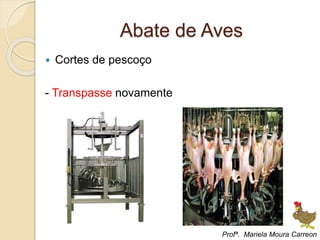 Abate de Aves
 Cortes de pescoço
- Transpasse novamente
Profª. Mariela Moura Carreon
 