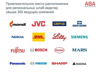 Привлекательное место расположения
для региональных штаб-квартир:
свыше 300 ведущих компаний
 