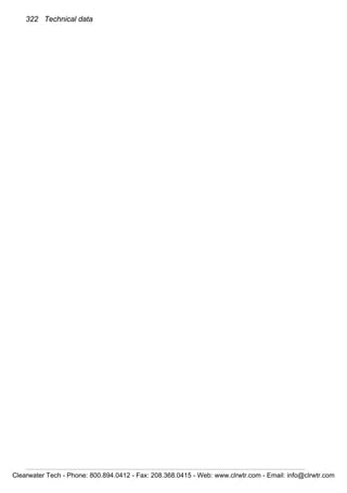 322 Technical data
Clearwater Tech - Phone: 800.894.0412 - Fax: 208.368.0415 - Web: www.clrwtr.com - Email: info@clrwtr.com
 