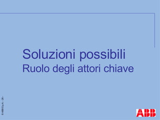 Soluzioni possibili Ruolo degli attori chiave 