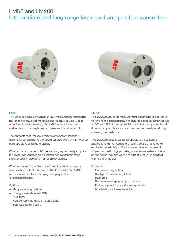LLT 100 Continuous, Noncontact, Laser Level Transmitter