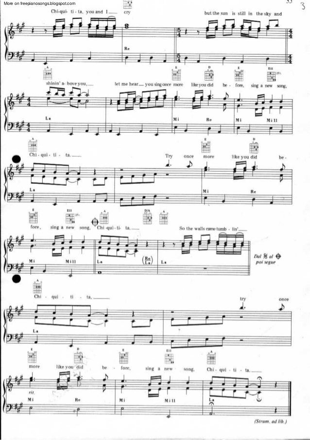 Partituras para Piano - Abba - Chiquitita