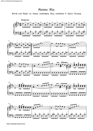 Partituras para Piano - Abba Mamma Mia
