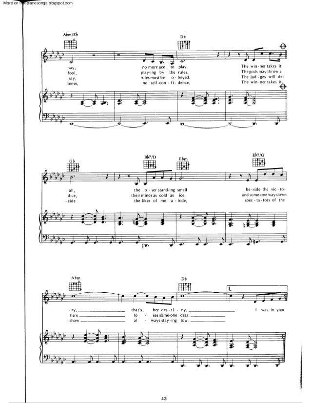 Get The Winner Takes It All Partitura Piano PNG