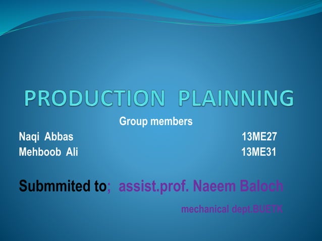 production planning_ Engineering Management | PPT