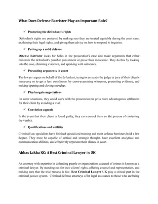 The Best Defense Barrister and Criminal Lawyer in UK | PDF