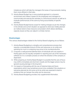 ACTIVITY BASED BUDGETING & BUDGETING CYCLE