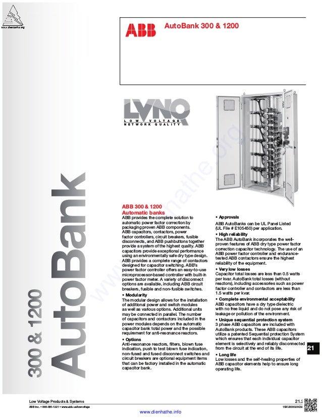 Abb capacitor bank autobank 300 1200
