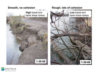 1-30-08 1-30-08 Smooth, no cohesion Rough, lots of cohesion High  basal and bank shear stress Low  basal and bank shear stress 