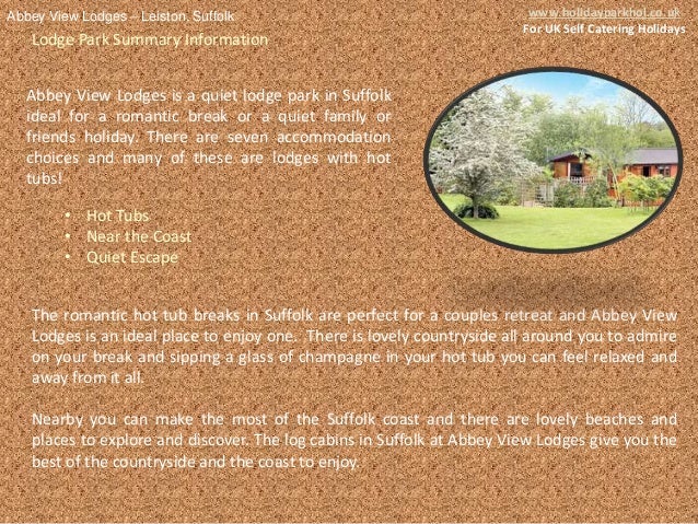 Log Cabin Holidays In Suffolk At Abbey View Lodges