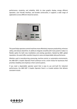 Abb Gop 1 Graphic Operator Panel 24 Vdc 40Va Ver 1.7 | PDF