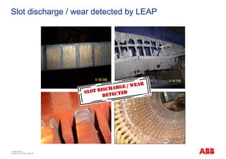 Slot discharge / wear detected by LEAP




© ABB Group
October 29, 2009 | Slide 26
 