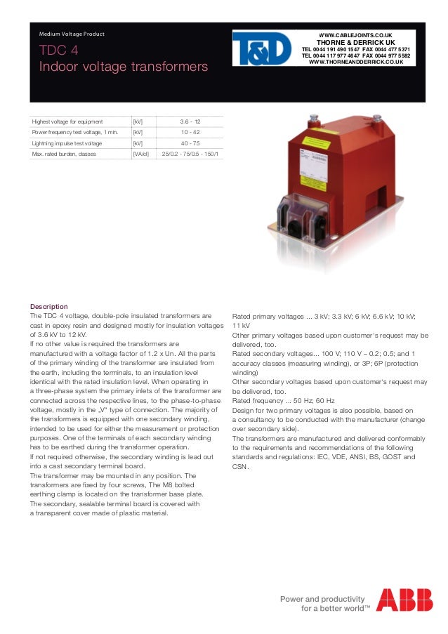 ABB Medium Voltage MV Indoor Voltage Transformers VT'S 3.3kV to 40…