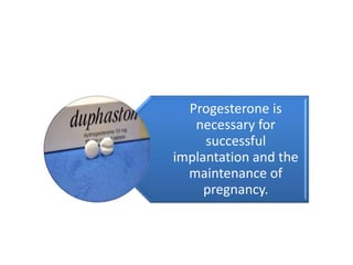 Progesterone is
   necessary for
     successful
implantation and the
  maintenance of
     pregnancy.
 
