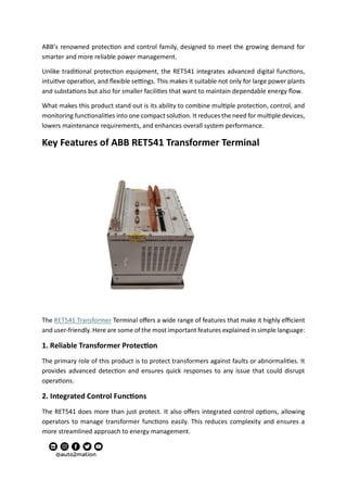 Essential Abb Ret541 Transformer Terminal | PDF