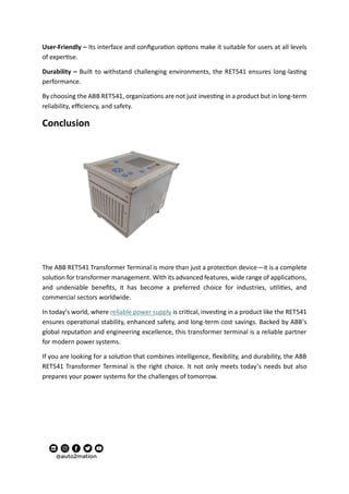Essential Abb Ret541 Transformer Terminal | PDF