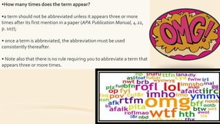 Abbrevations used in thesis | PPTX