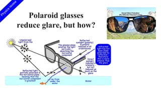 Polaroid glasses
reduce glare, but how?
Physics
review
 