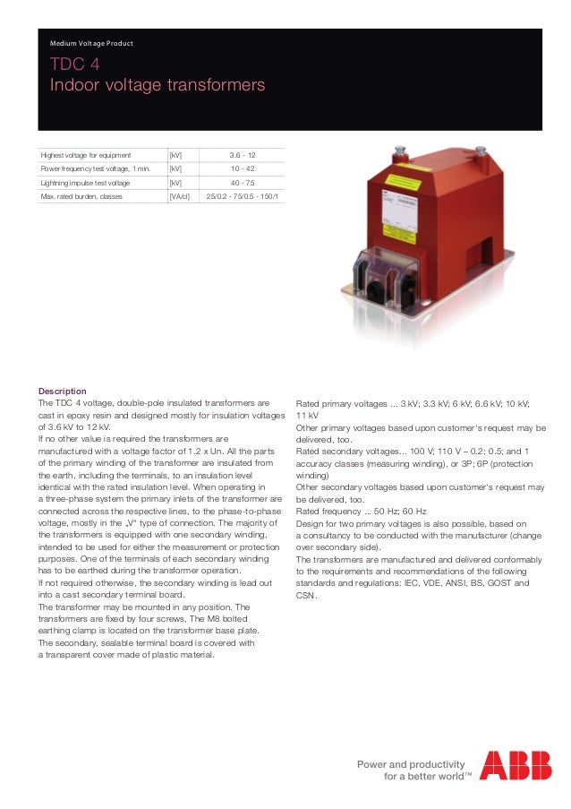 Abb Tdc Voltage Transformer Abb Mv Medium Voltage Transformer Ind